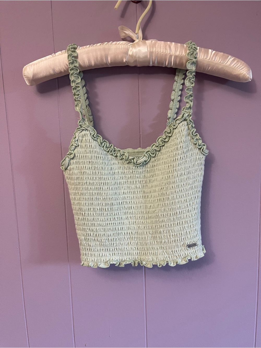 Hollister Mint Green Smocked Crop Tank